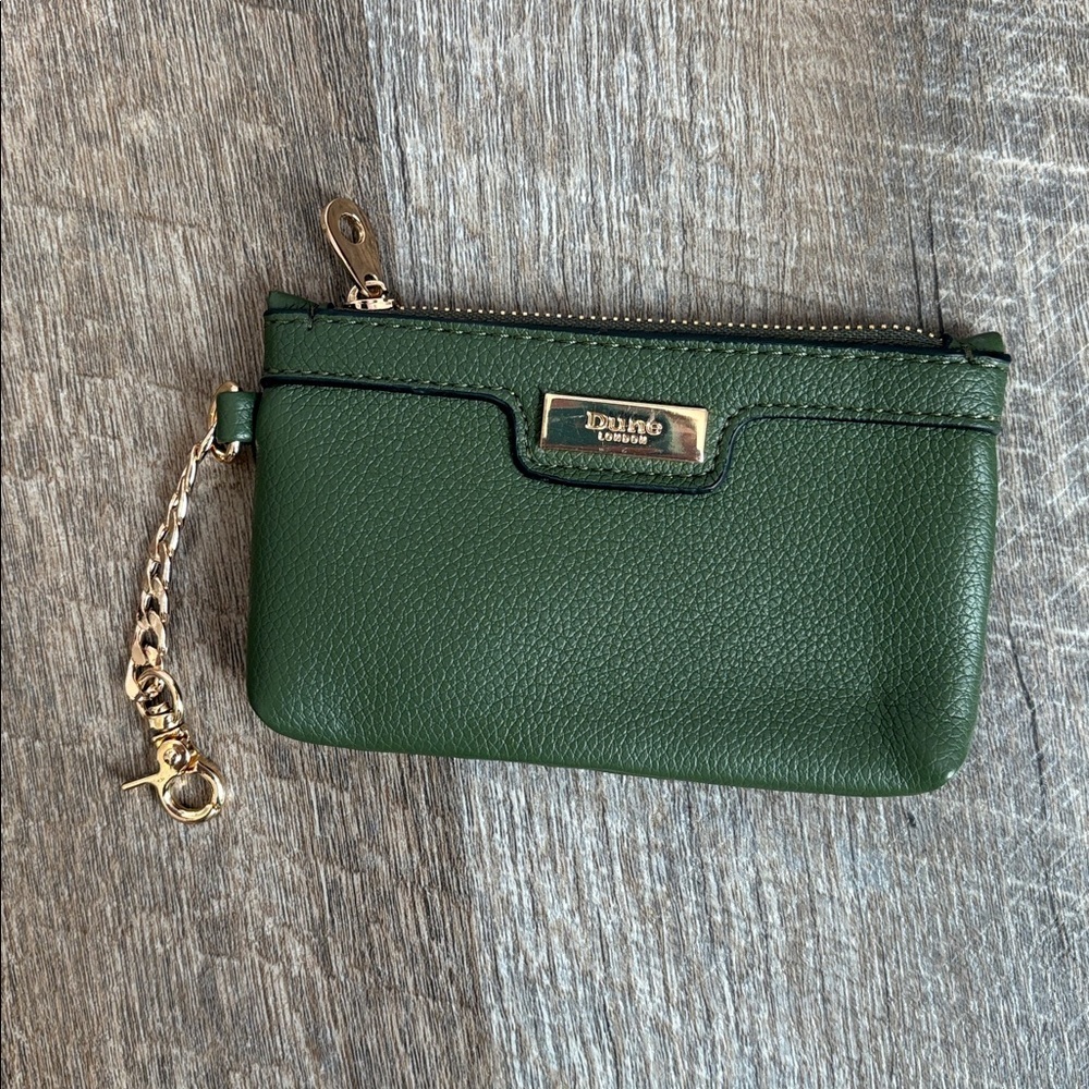 Dune London Leather Green Change Purse Gold Color Keychain Bag